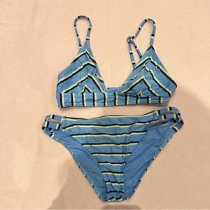 Bikini lt blue w stripes